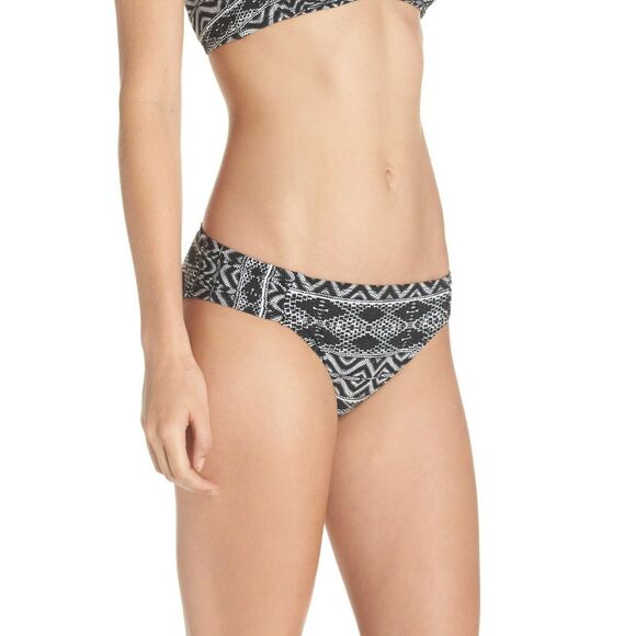 LA BLANCA Designer Jeans shirred hipster swimsuit bikini bottom black Size 8 NEW - Picture 3 of 8